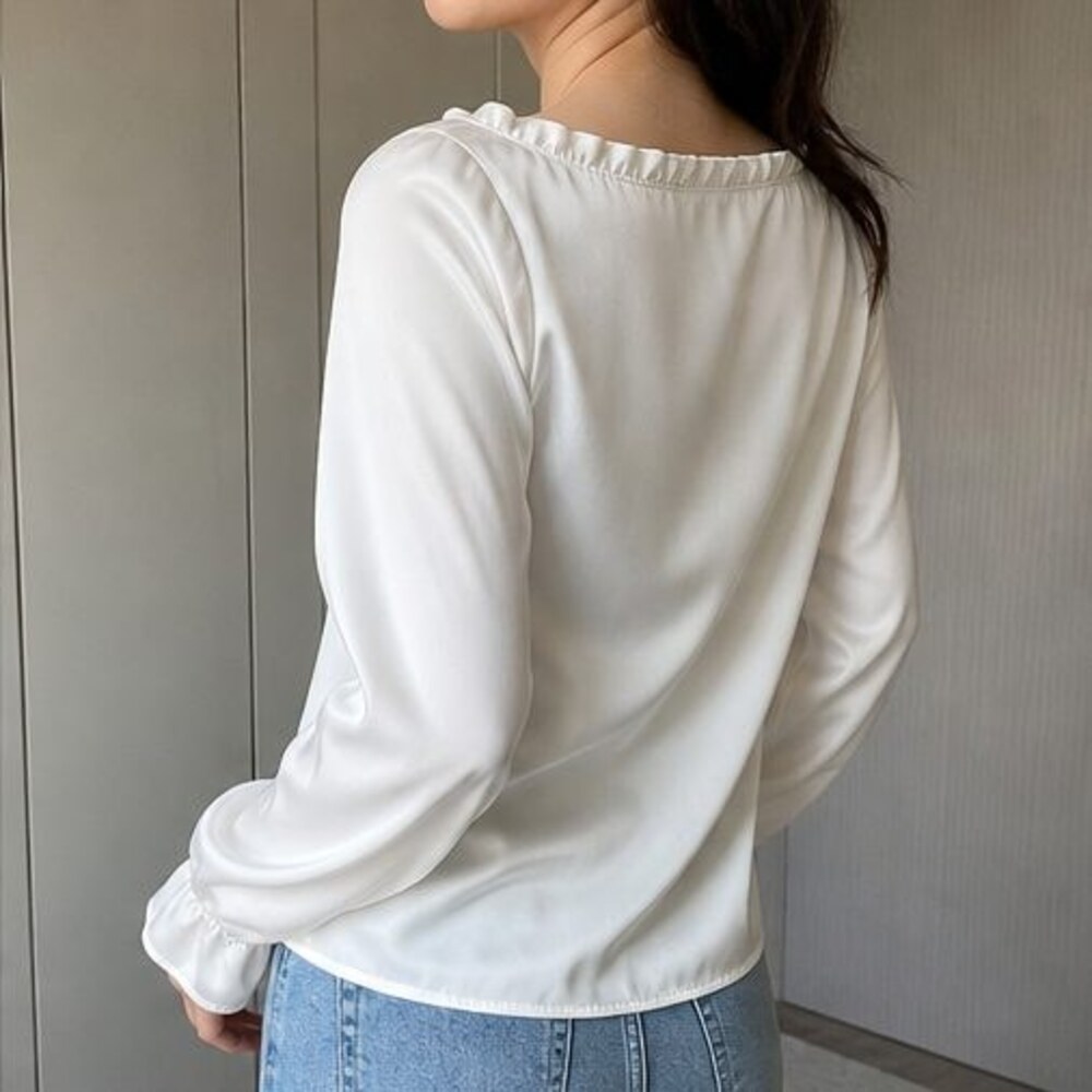 Ivory Button Blouse - Picture 3 of 6